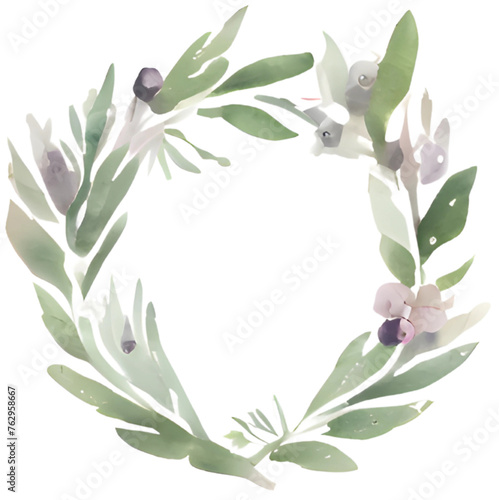 floral frame, flower wreath, olive branch with olives, flower bouquet, floral clipart, flower clipart