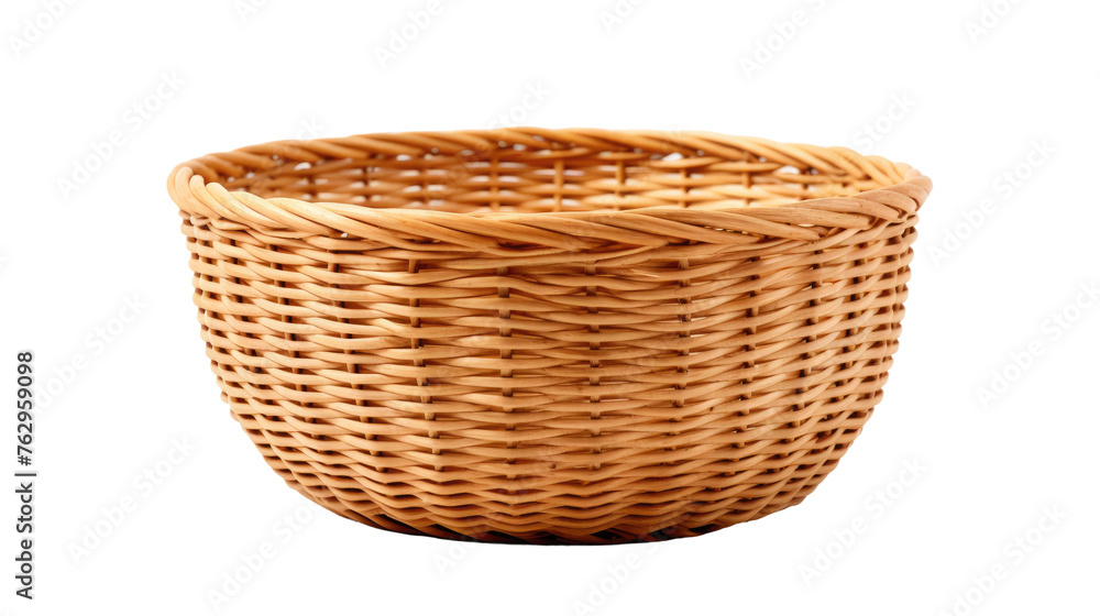 Wicker Basket on White Background. On a White or Clear Surface PNG Transparent Background..