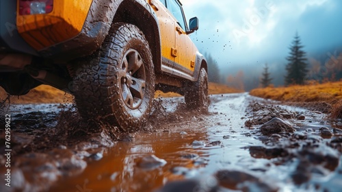 Off-Road Vehicle Splashing Mud