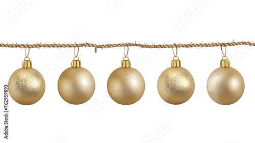 golden christmas ball hanging. isolated on white background.