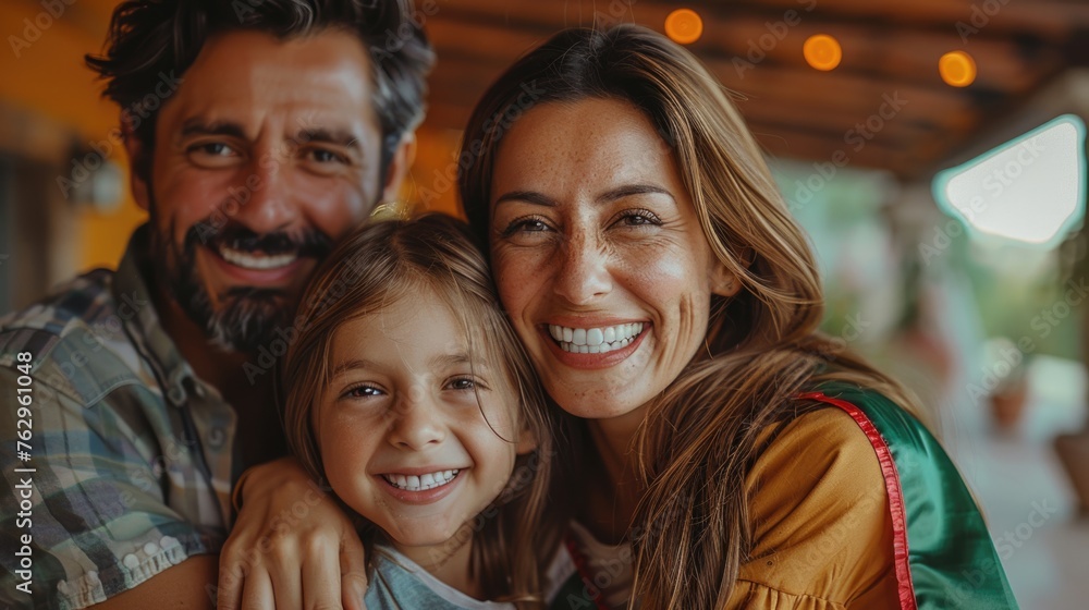 Happy Family Embracing and Smiling Together Happy Family Embracing and Smiling Together
