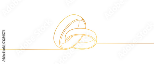Golden Rings line art style. Valentines day element vector