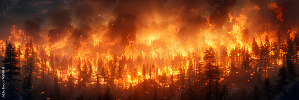 fire in the woods 3d wallpaper,
 Earth Day Banner Campaign. 3D Illustration Showc
