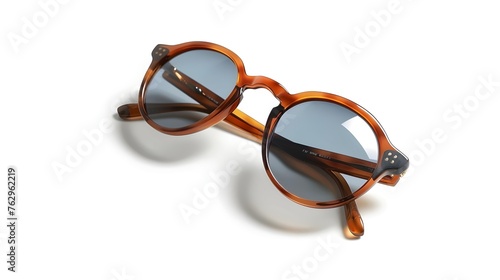 Stylish Round Sunglasses on White Background photo