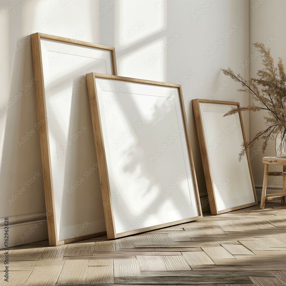 mockup picture frame. simple home interior design.Closeup. 3d rendering mockup picture frame. simple home interior design.Closeup. 3d rendering