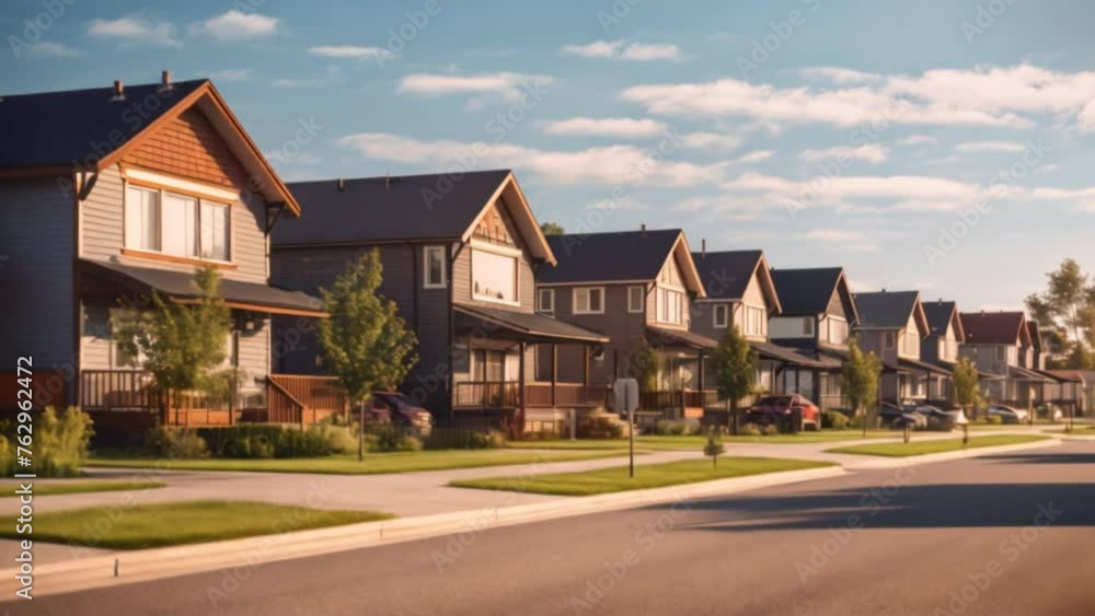 A row of residential houses in the suburbs,housing development A row of residential houses in the suburbs,housing development