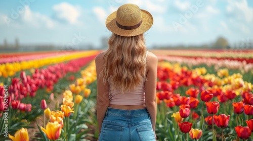 woman among tulip fields © Aliaksei