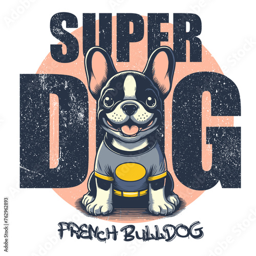 Cute dog French Bulldog cartoon art illustration