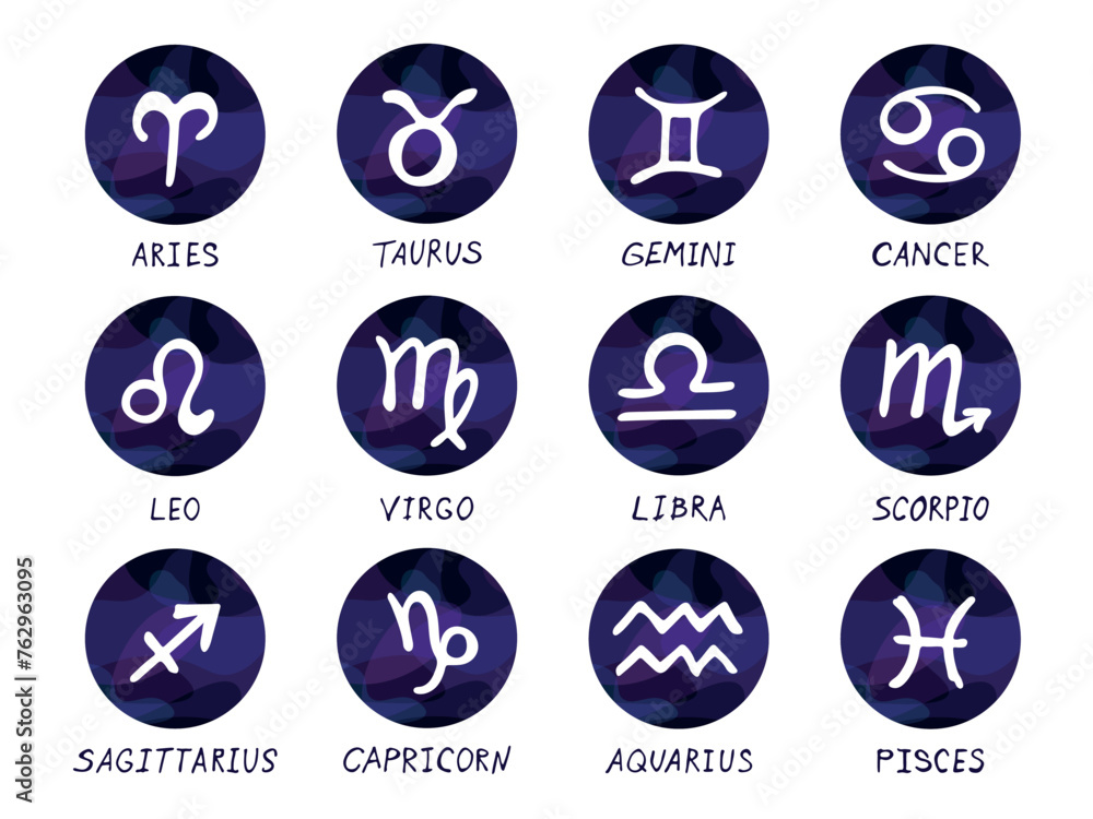 Hand drawn zodiac signs in round frames Esoteric doodle set Astrology clipart Elements for design Hand drawn zodiac signs in round frames Esoteric doodle set Astrology clipart Elements for design