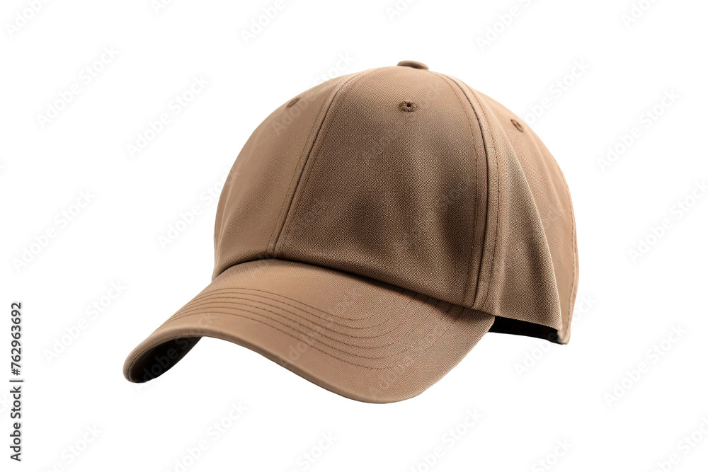 Tan Baseball Cap on White Background. On a White or Clear Surface PNG Transparent Background.. Tan Baseball Cap on White Background. On a White or Clear Surface PNG Transparent Background..