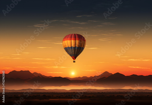 hot air balloon silhouette at sunset © Mstluna