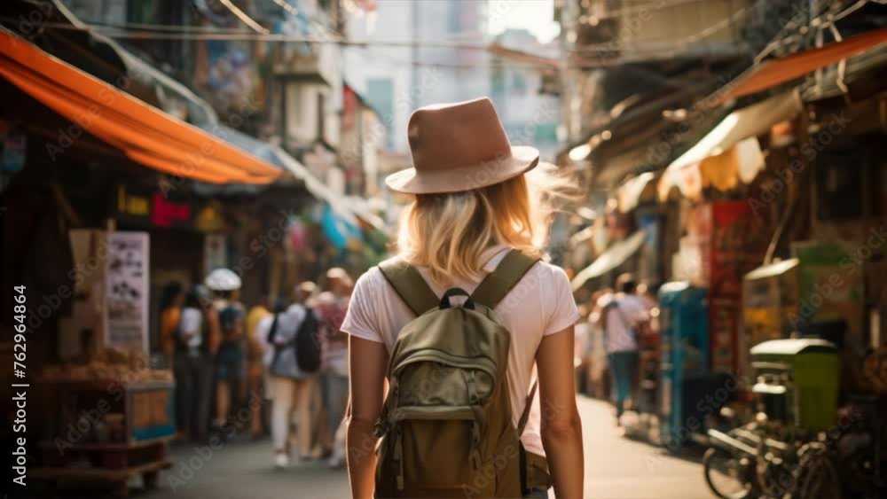 Traveler girl in street of old town ,Women and travel, Women and travel Traveler girl in street of old town ,Women and travel, Women and travel