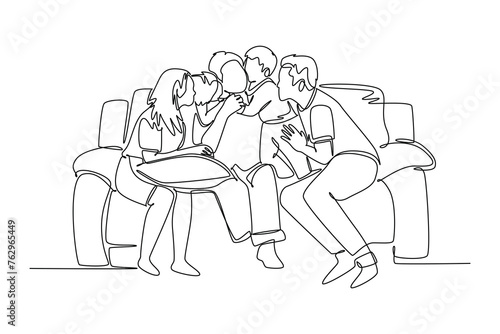 Simple continuous line drawing icon Family gathering. Picture moment of family gathering with grandfather. Simple line. International Family minimalist concept.