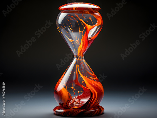 hourglass with a red liquid in it
