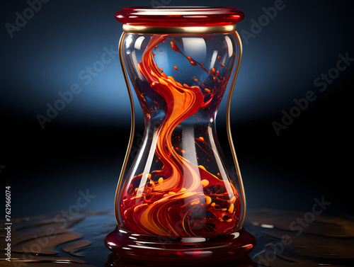 hourglass with a red liquid in it