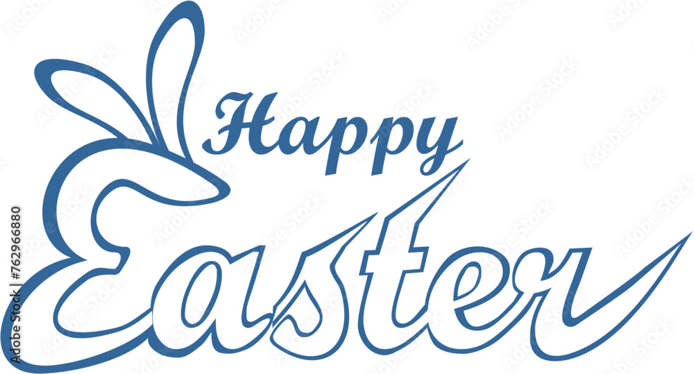 Happy Easter Calligraphy Text with Rabbit Ears-1 Greeting Card
