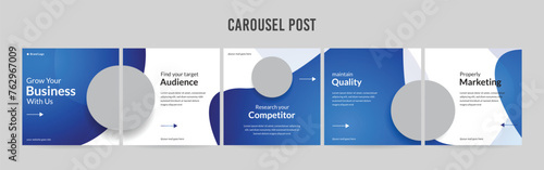 Set of minimalist business carousel post, Customize social media template design, Instagram and Linkedin carousel post, template eps 10.