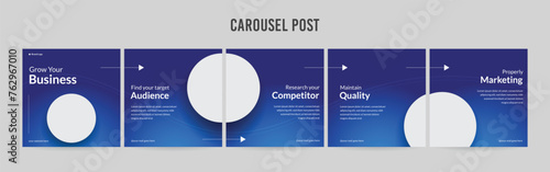 Set of minimalist business carousel post, Customize social media template design, Instagram and Linkedin carousel post, template eps 10.