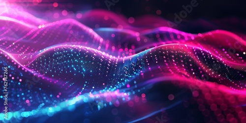 A colorful wave of light with a purple and blue background