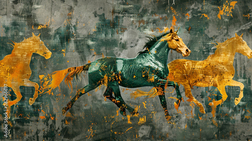 A stunning oil painting of a majestic horse graces the wall with its presence, its regal demeanor captured in exquisite detail. 