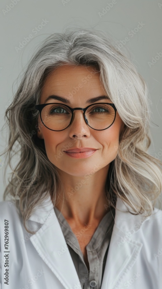 Woman in Glasses and White Lab Coat