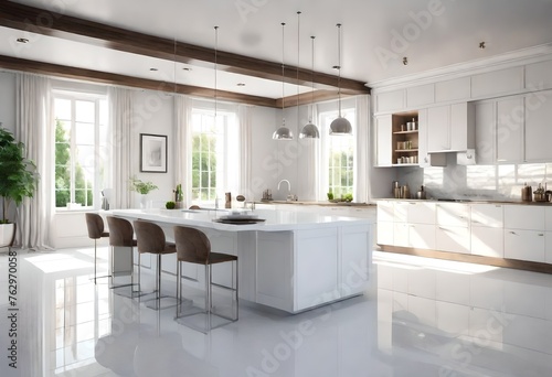 modern kitchen interior with kitchen