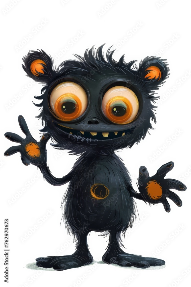 Black Furry Animal With Orange Eyes and Big Ears
