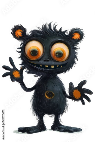 Black Furry Animal With Orange Eyes and Big Ears © Yana