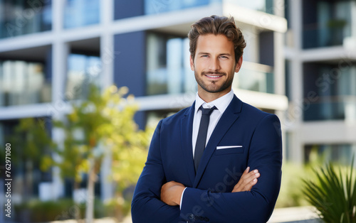 Young businessman or property dealer standing confidently