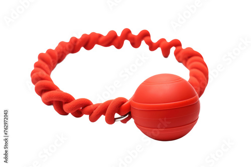 Red Ball With Rope. On a White or Clear Surface PNG Transparent Background..