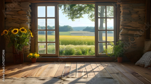 Frame farm landscapes through windows or doorways to add a creative perspective