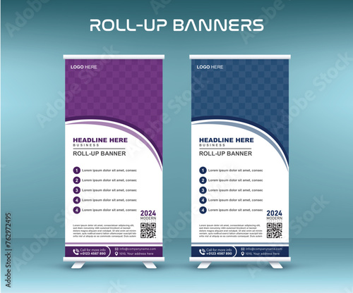 Business Roll up banner template design, Modern x-banner  corporate, business, company shop, and restaurant pull up banner, Vector illustration and, display banner, Vector