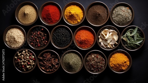 Aromatic Essence - Variety of spices and herbs beautifully arranged