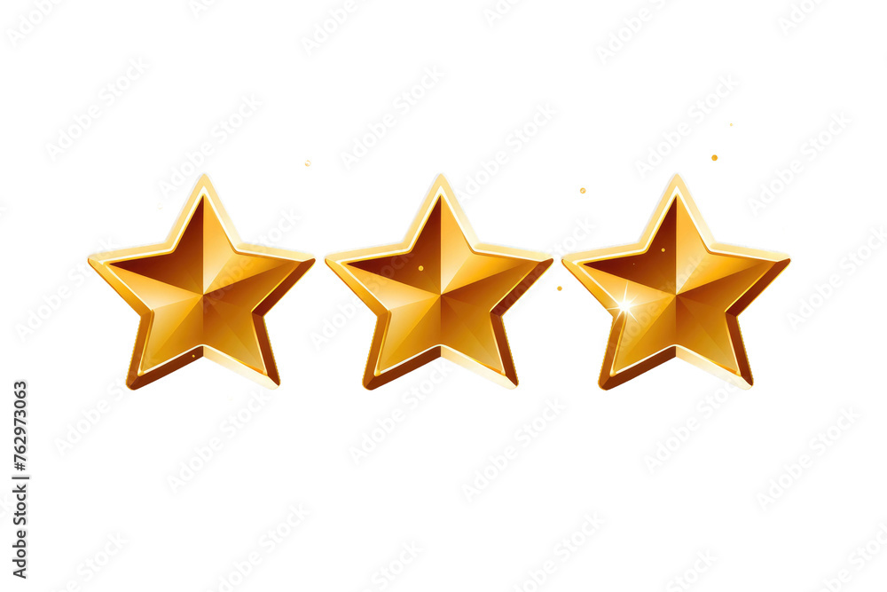 Three Gold Stars on a White Background. On a White or Clear Surface PNG Transparent Background.. Three Gold Stars on a White Background. On a White or Clear Surface PNG Transparent Background..