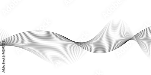 Abstract wavy technology curve lines on transparent background isolated. Grey wave swirl,Stylized line art background. Vector, 