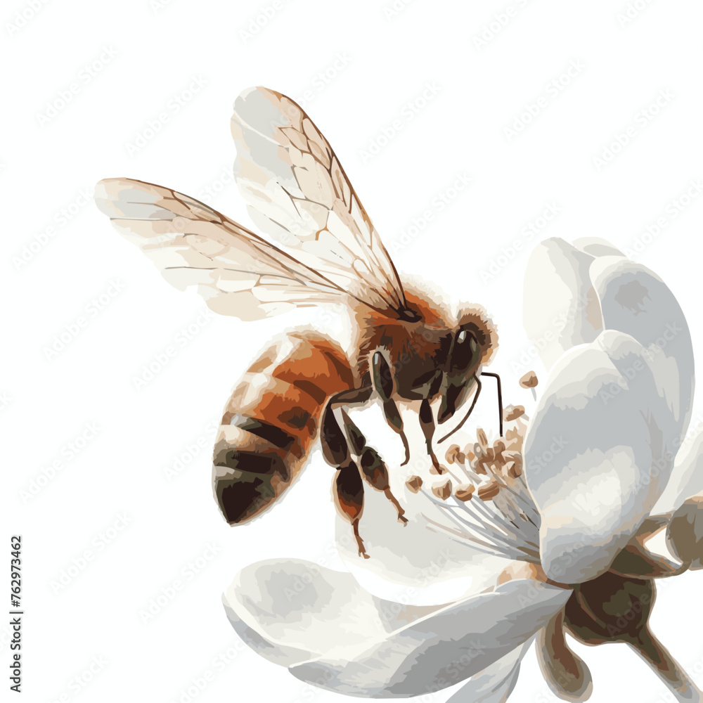watercolor of bee isolated on white background - obrazy, fototapety, plakaty 