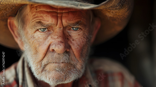 close-up of a farmer's weathered face, depicting the dedication and hard work involved in agriculture