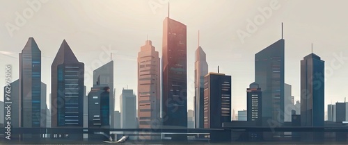 Business tower background inspiring city presentation. Generative AI
