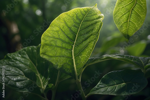 A close up of green leaf with isolated background