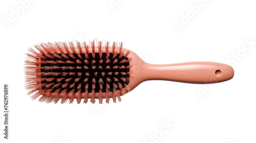 Pink Handled Hair Brush on White Background. On a White or Clear Surface PNG Transparent Background..