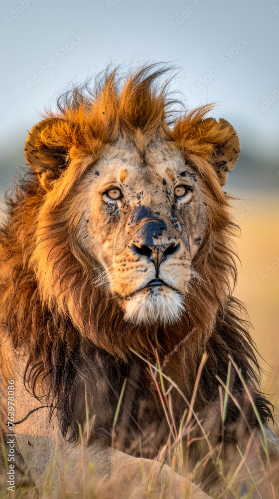 side profile calm lion
