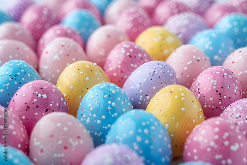 Colorful matte Easter eggs background  perfect for holiday-themed designs and decorations.