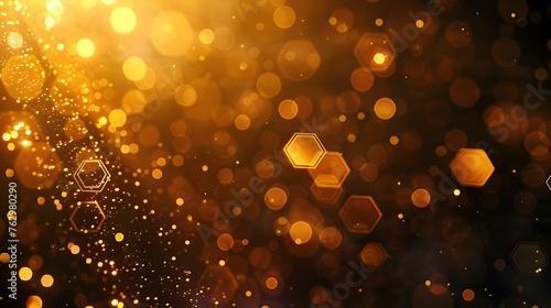 Luxurious golden hexagon bokeh background for elegant events and upscale product showcases