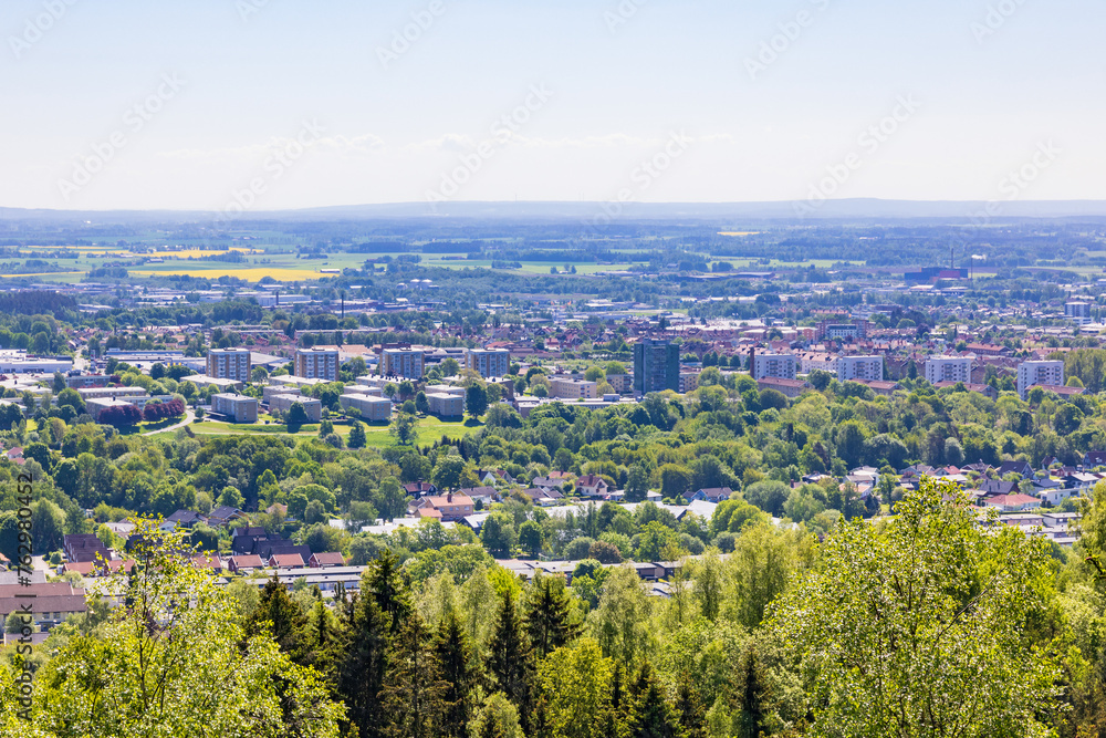 Cityscape view of Skövde a Swedish city in the summertime