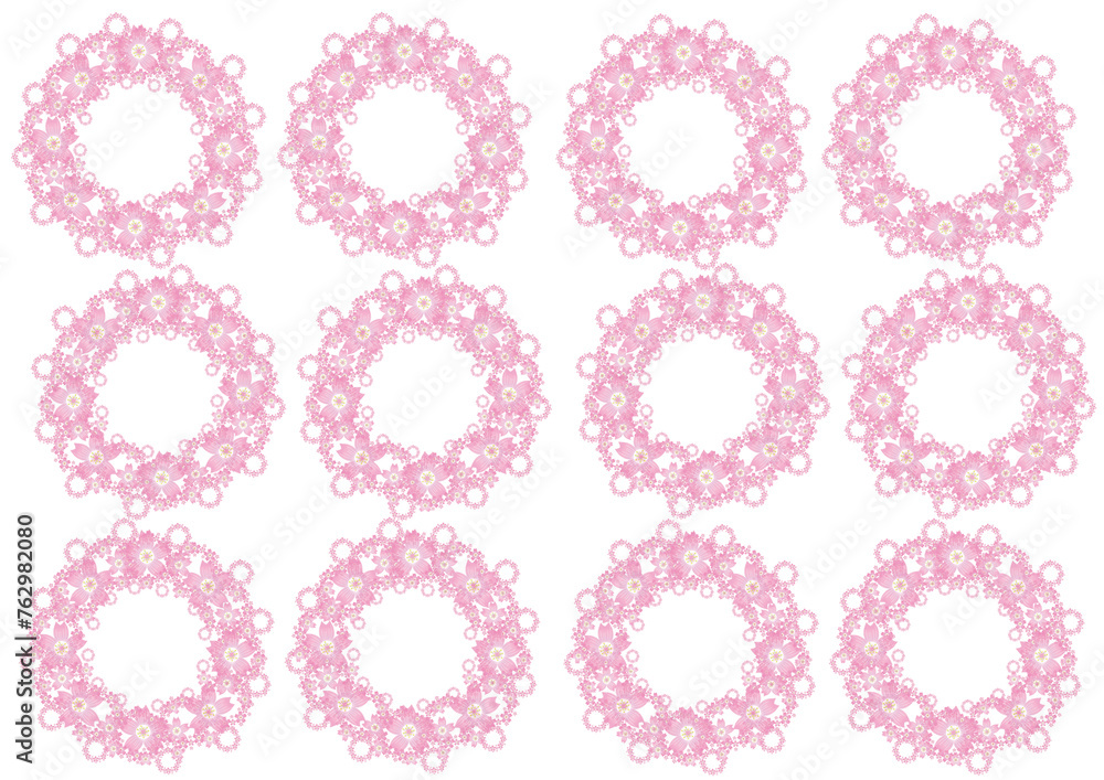 桜のリースのカラーイラスト 桜のリースのカラーイラスト