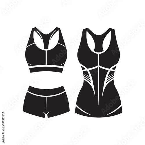 Fitness Finesse: Athlete Wear Silhouette Ensemble - Embodying Style and Performance with Athlete Wear Illustration - Minimallest Vector 