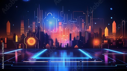 
Vector Abstract futuristic technology background concept, Illustration high digital photo
