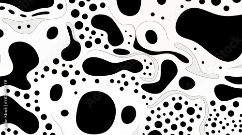 Black and white cow print seamless pattern. Retro abstract pattern in monochrome color
