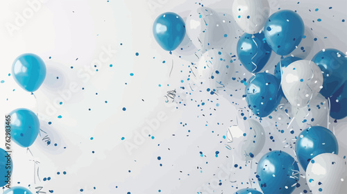 blue balloons with white and white ribbons with a white background.