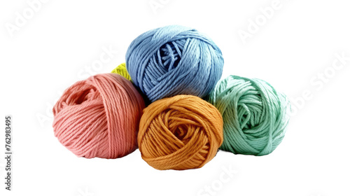 Group of Yarn Balls Stacked on Each Other. On a White or Clear Surface PNG Transparent Background..